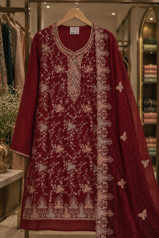 "The Designer Wedding Wear Dress Material Suit