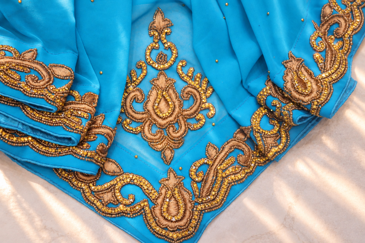 "The Azure Blue" Premium Designer Saree