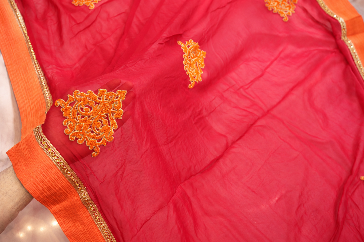 "The Crimson Flame" Premium Dual Shade Designer Saree