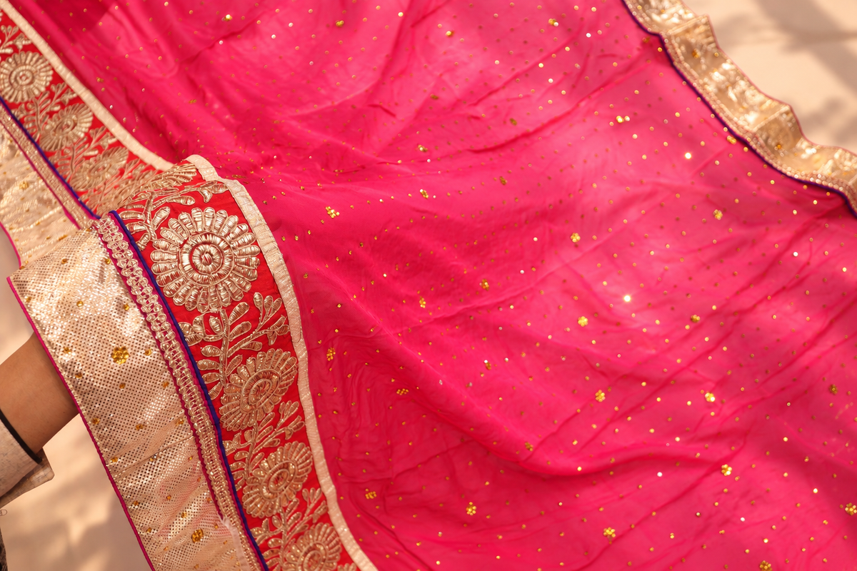 "The Fuchsia & Candy Pink" Premium Dual Shade Designer Saree