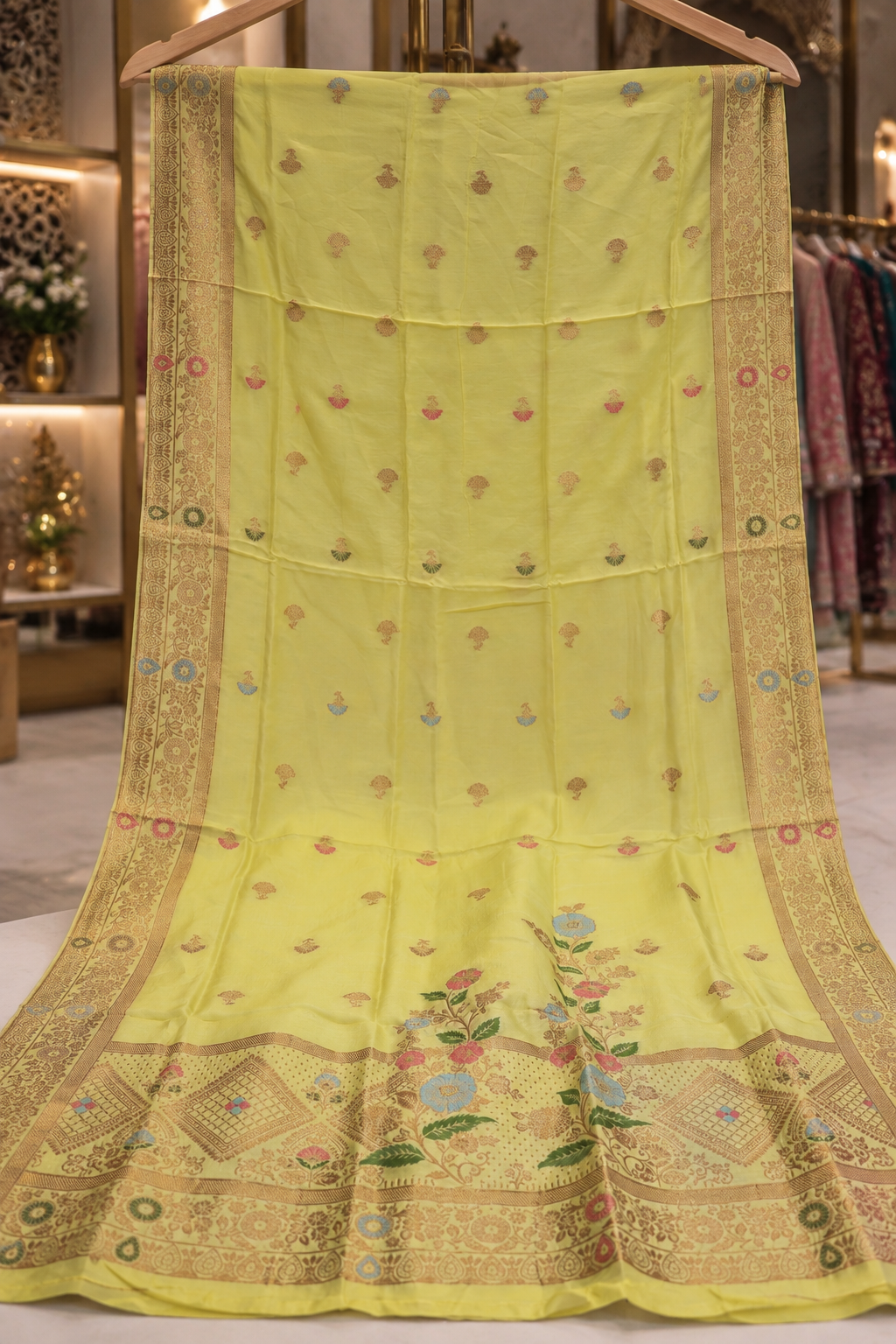 The Premium Designer Banarasi Silk Mina Kari Dress Material Suit