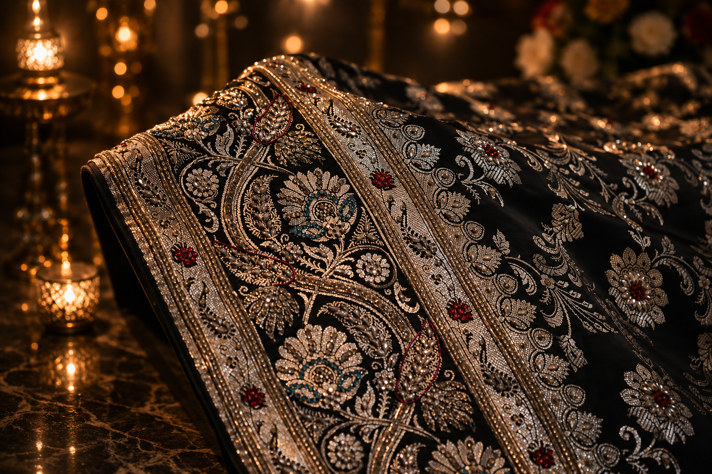 “The Midnight Black” Premium Banarasi Silk Saree