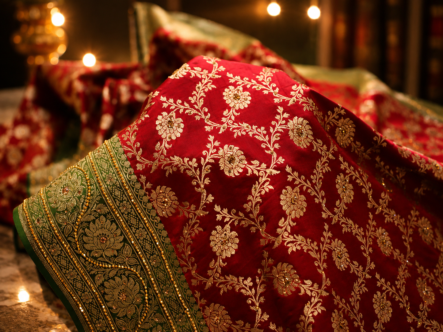“The Mahogany Duet” Premium Banarasi Silk Saree