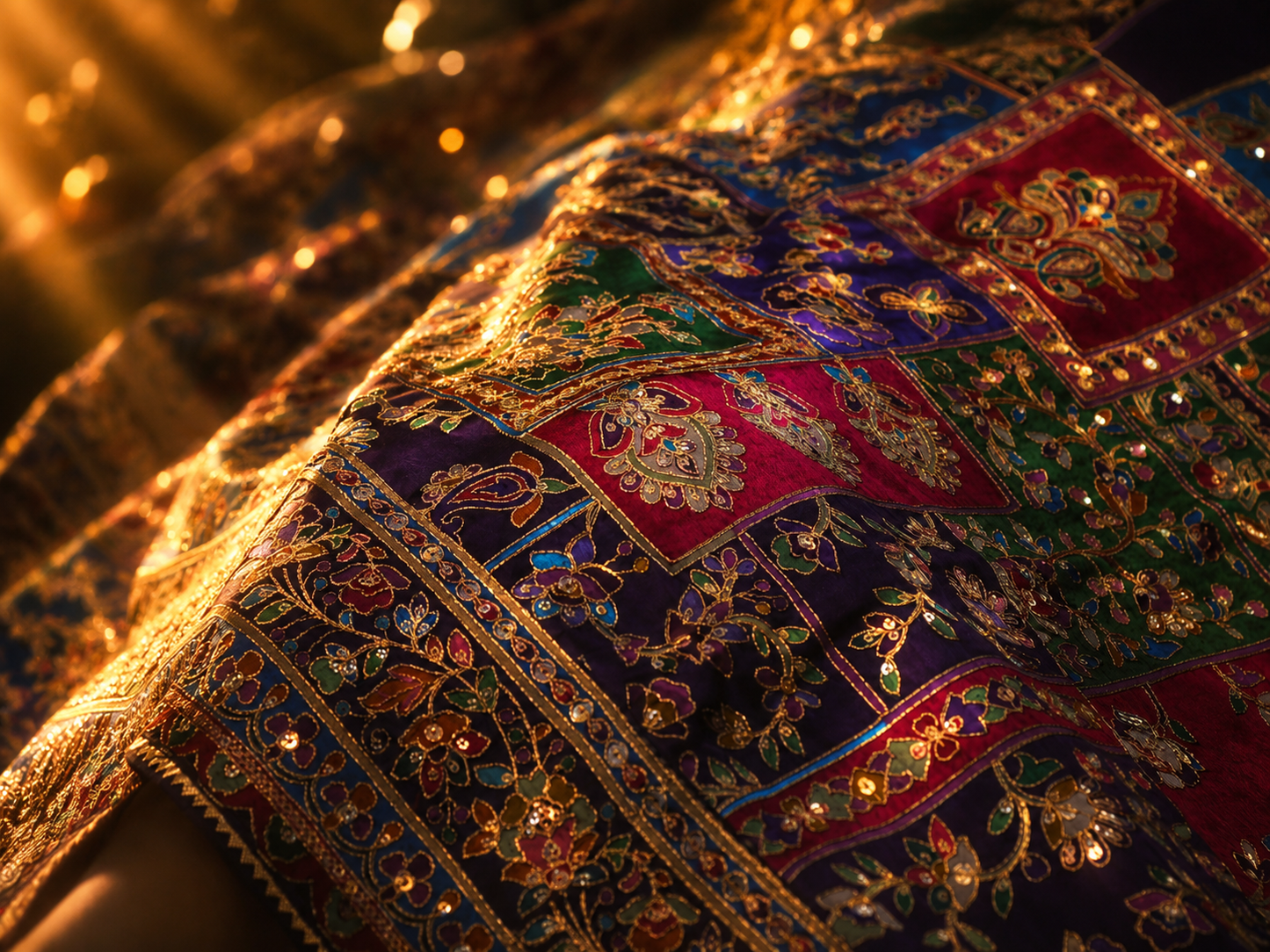 The Exquisite Royal Multicolor Premium Rajwadi Kashmiri Crepe Saree