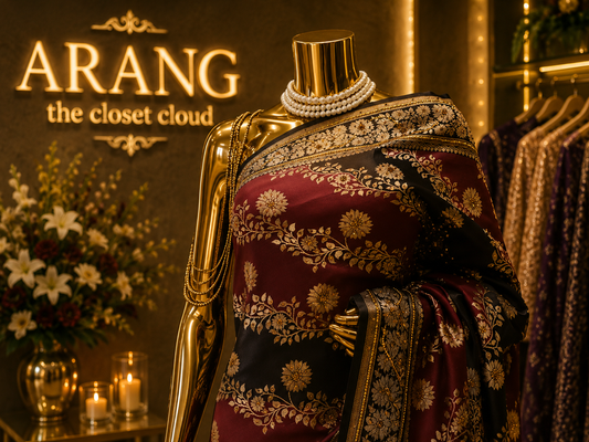 “The Maroon & Black” Premium Banarasi Silk Saree
