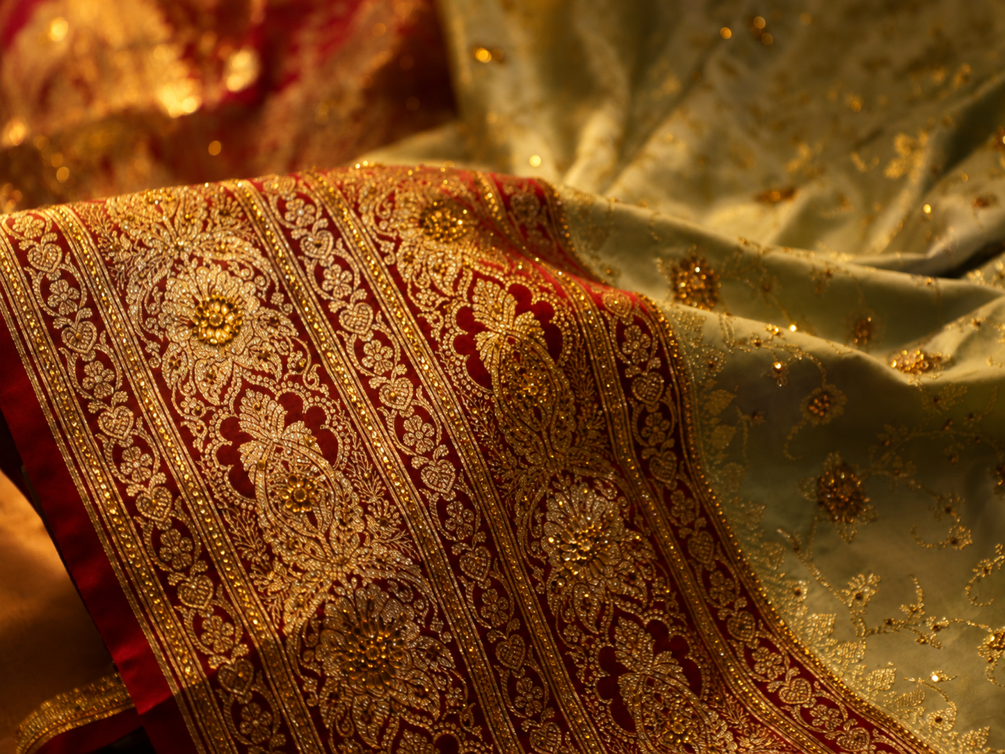 "The Pistachio Duet" Premium Banarasi Silk Saree