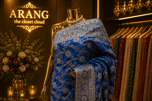 "The Royal Sapphire Blue" Premium Bridal Banarasi Silk Saree