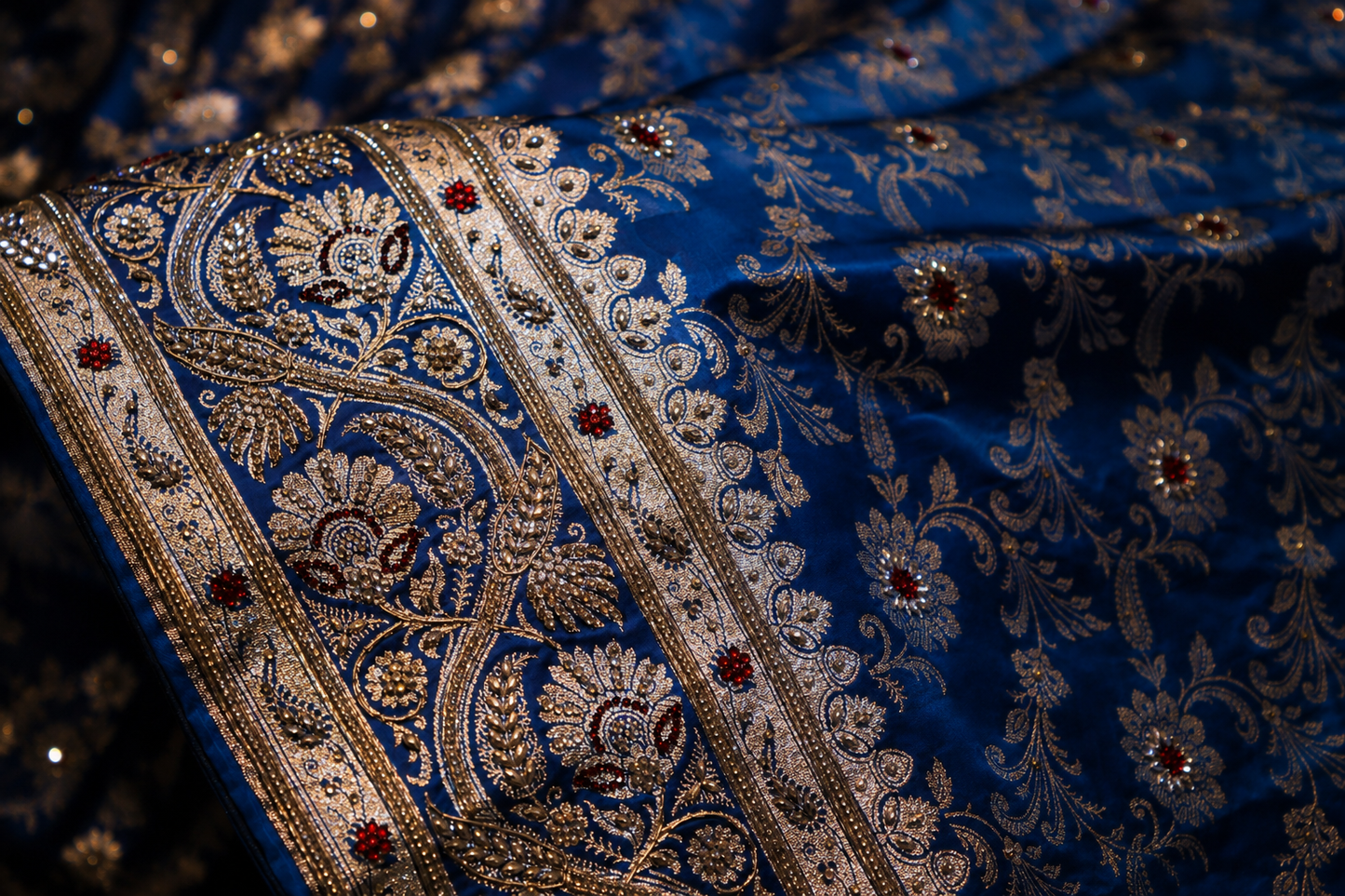 "The Royal Sapphire Blue" Premium Bridal Banarasi Silk Saree
