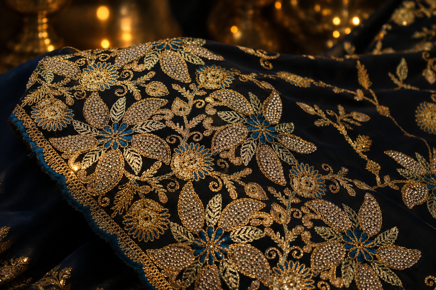 “The Luxurious Navy Blue" Premium Designer Saree