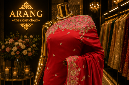 "The Vibrant Crimson Red" Premium Handcrafted Saree