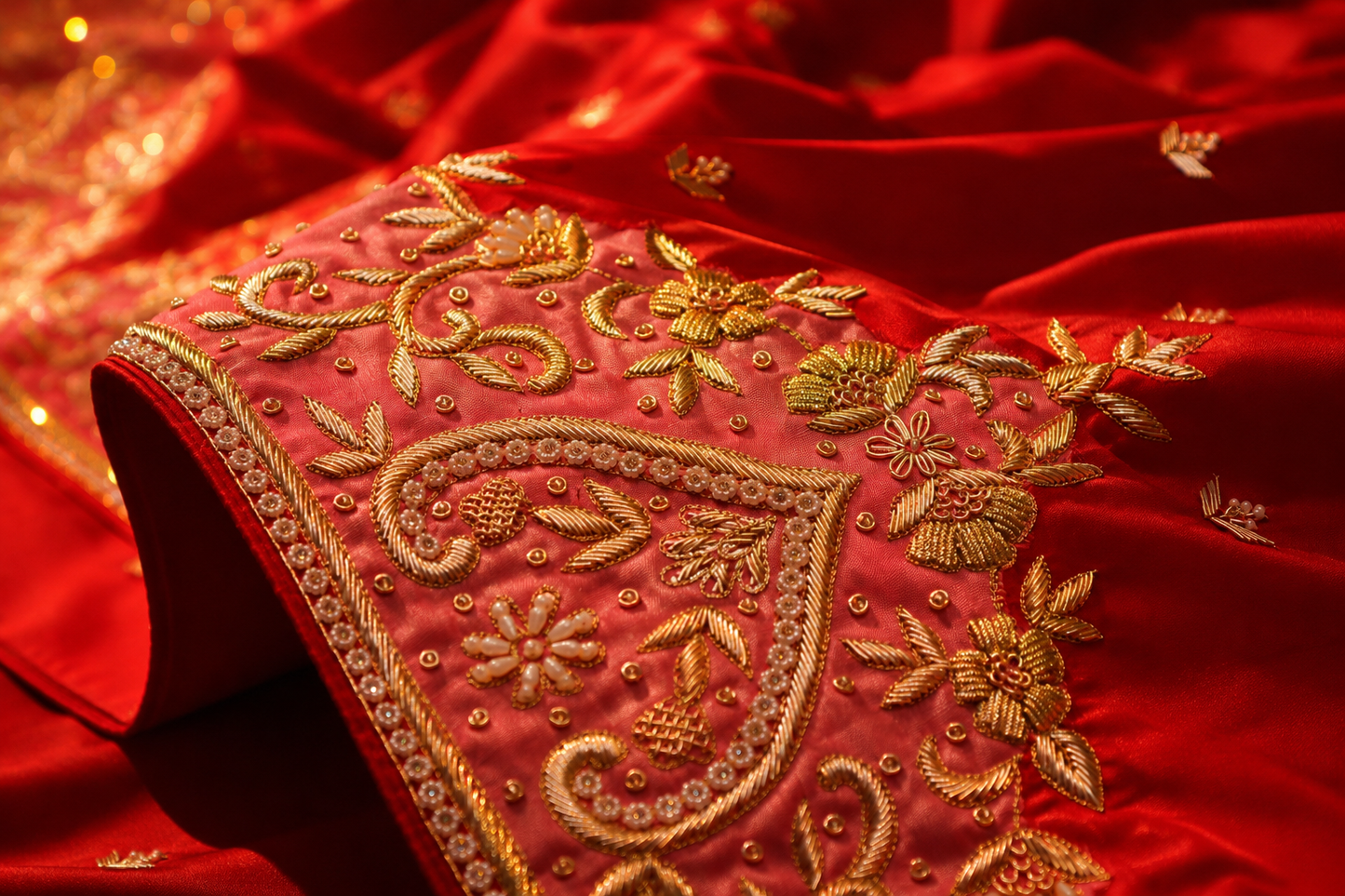 "The Vibrant Crimson Red" Premium Handcrafted Saree