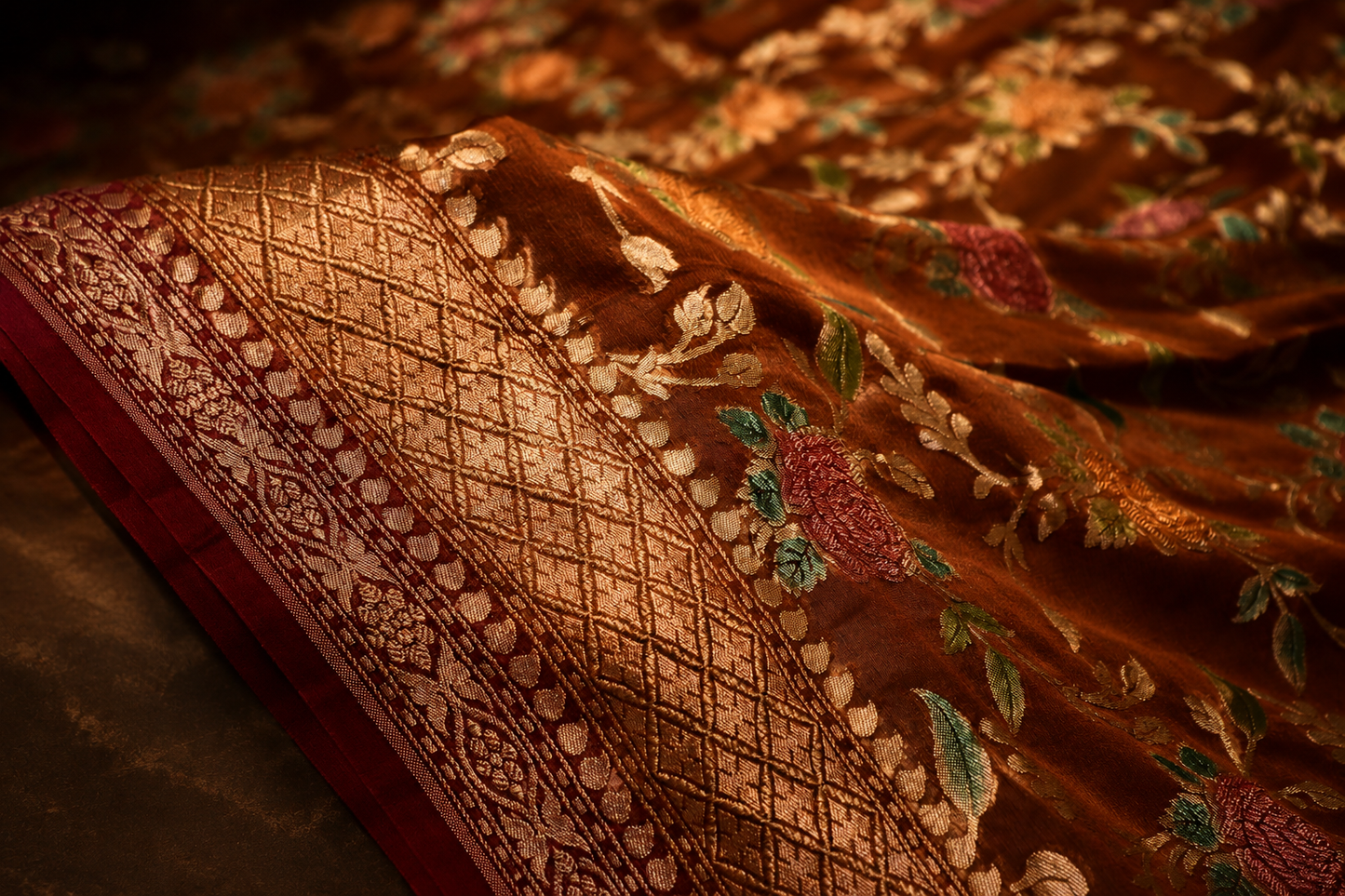 “The Terracotta” Premium Banarasi Khaddi Georgette Saree