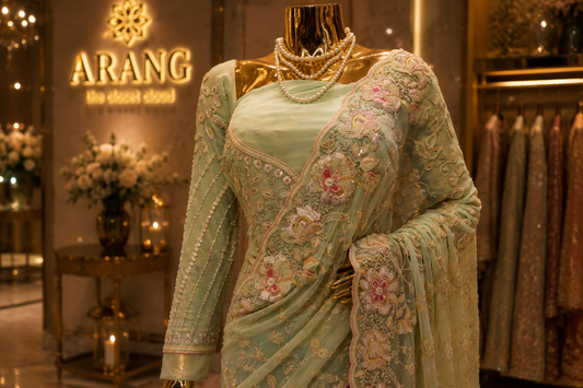 "The Pistachio Green" Premium Designer Saree