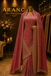 "The Deep Rose Pink" Premium Designer Saree with Veil