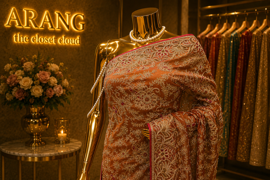 “The Burnt Copper" Luxurious Wedding Wear Saree