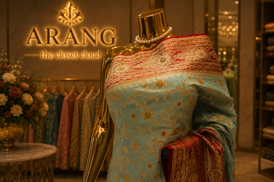 "The Sea Green Duet" Premium Banarasi Silk Saree