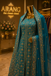 "The Peacock Blue" Premium Hand-Embroidered Bridal Lehenga