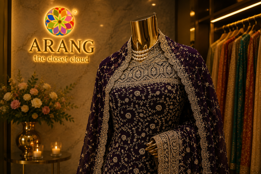 "The True Purple" Premium Designer Saree with Veil
