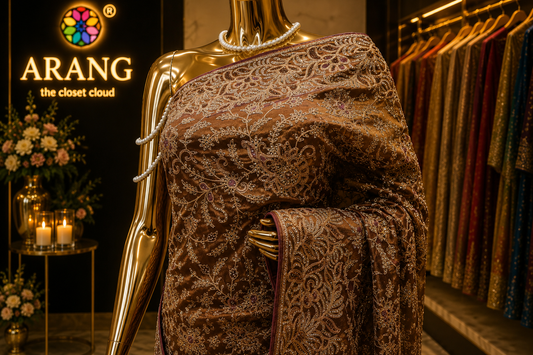 “The Metallic Mauve" Luxurious wedding Wear Saree