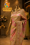 "The Rose Petals" Premium Luxury Banarasi Silk With Handcrafted Saree