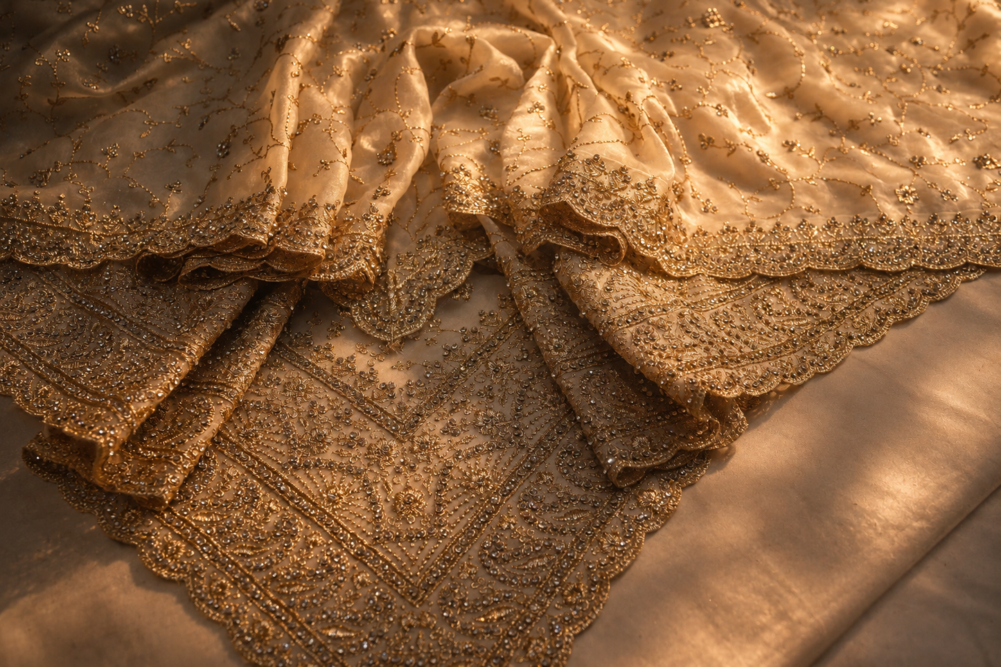 “The Delicate Off-White” Premium Designer Saree with Veil