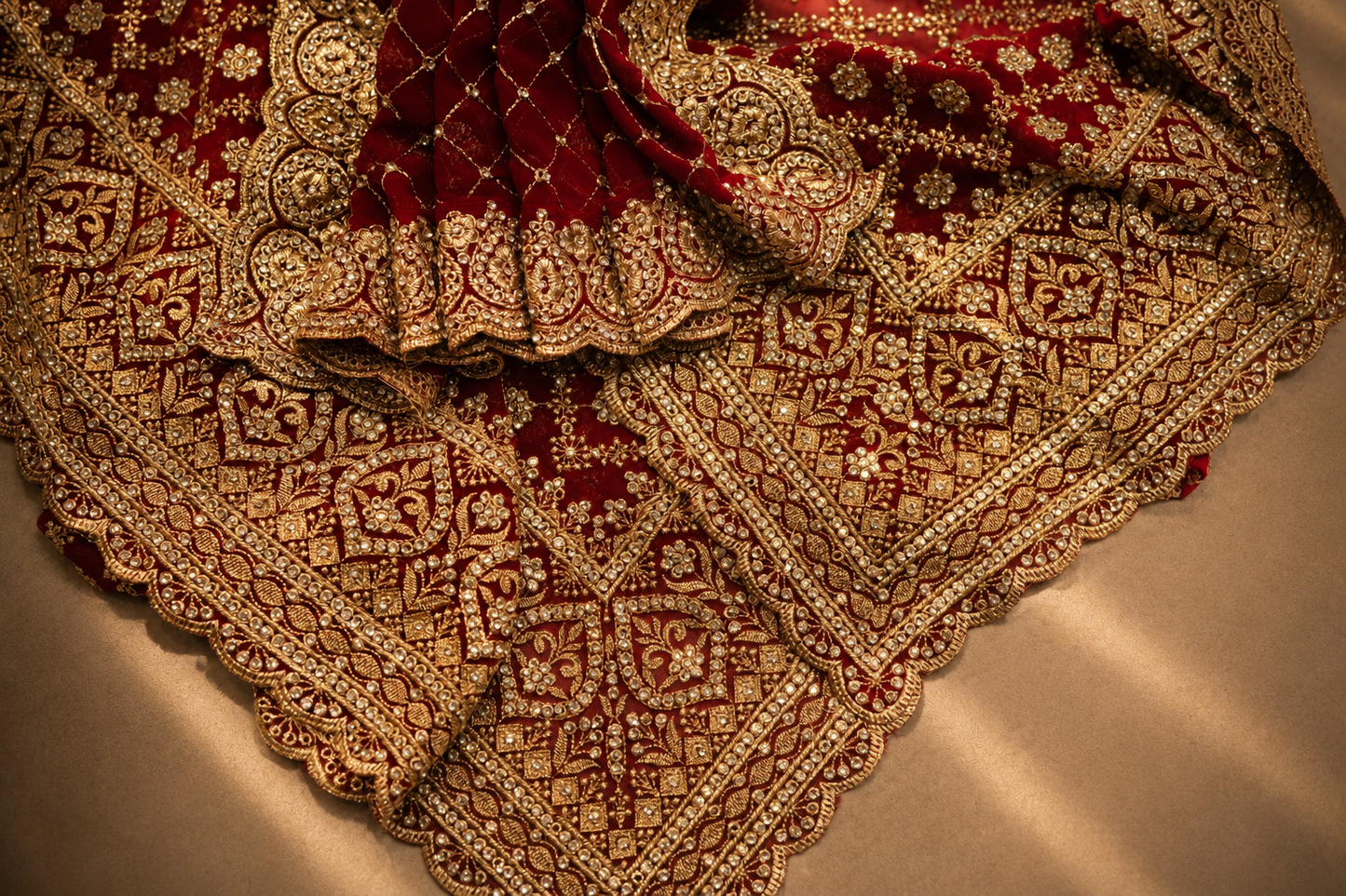“The Royal Maroon” Premium Designer Saree with Veil