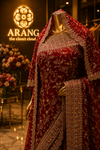 "The Persian Red" Premium Designer Saree with Veil