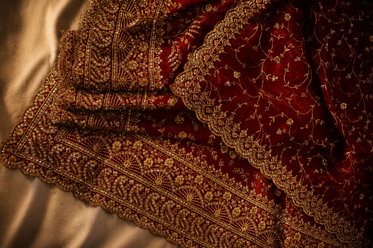 "The Persian Red" Premium Designer Saree with Veil