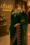 "The Midnight Green" Premium Handwork Saree on Net