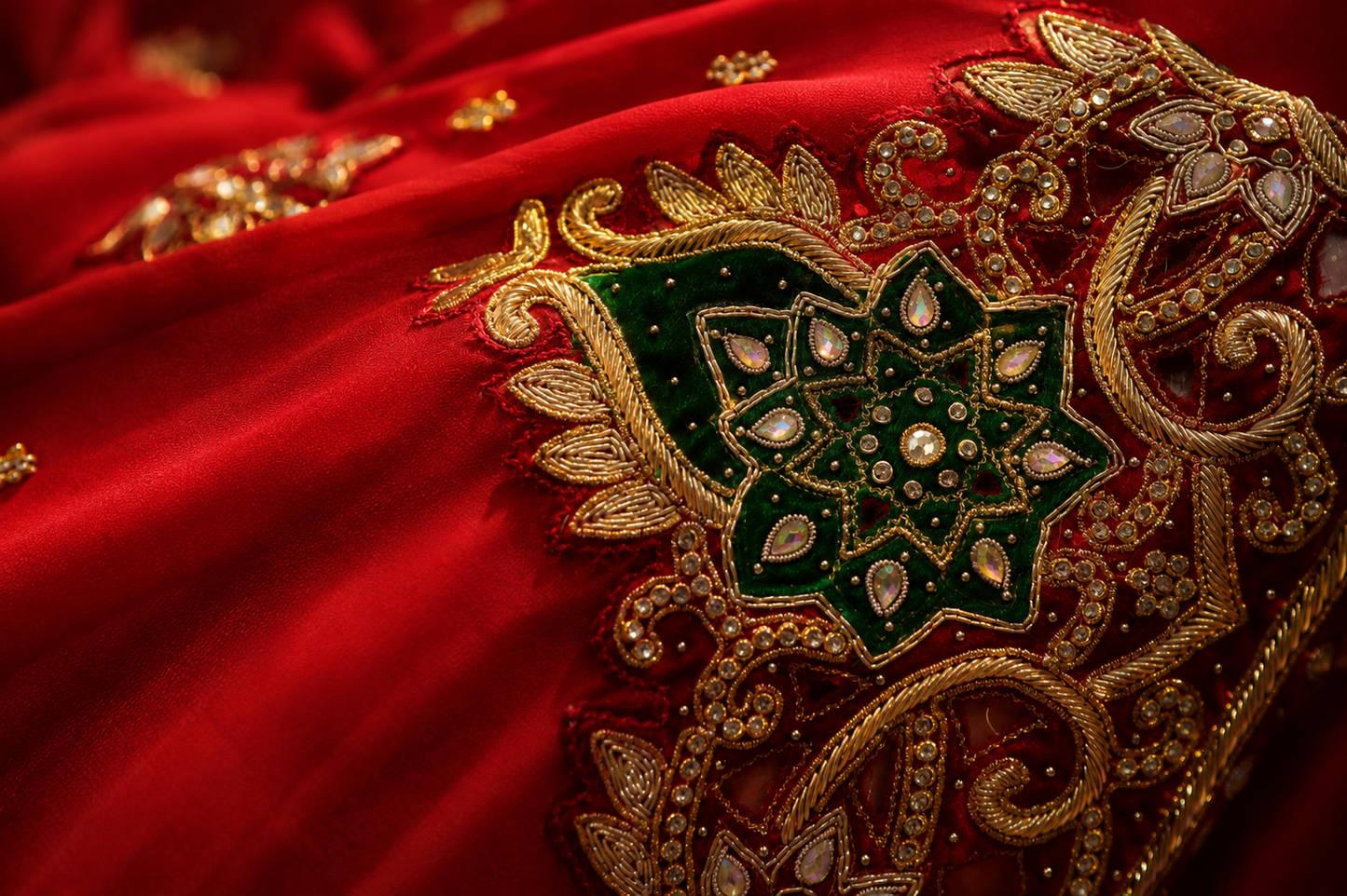 "The Persian Red" Premium Zardozi Handcrafted Saree
