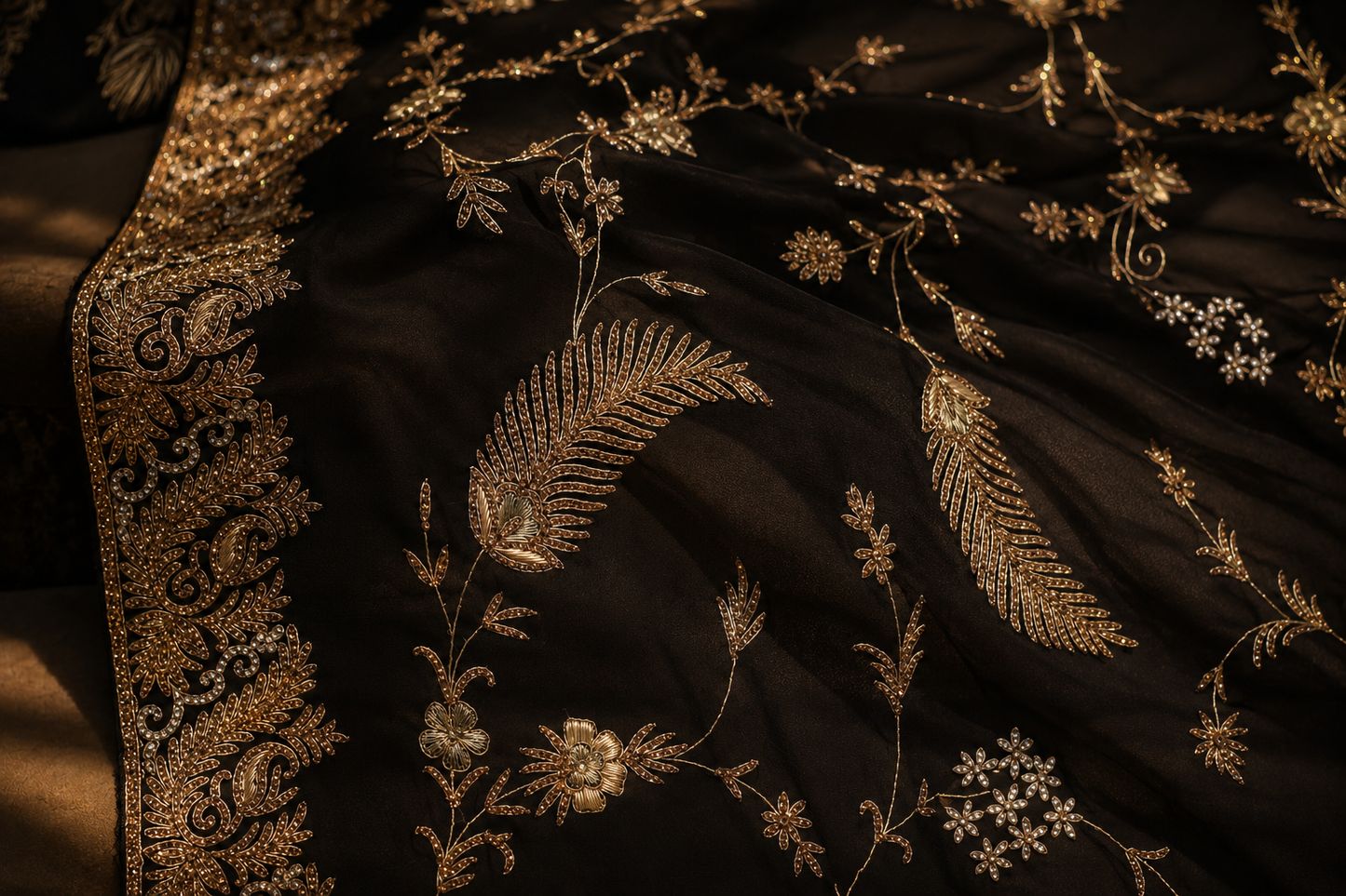 "The Asphalt Black" Premium Handcrafted Saree