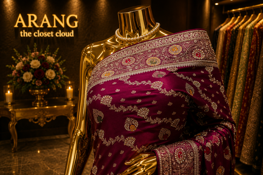 “The Royal Wine” Premium Bridal Banarasi Silk Saree