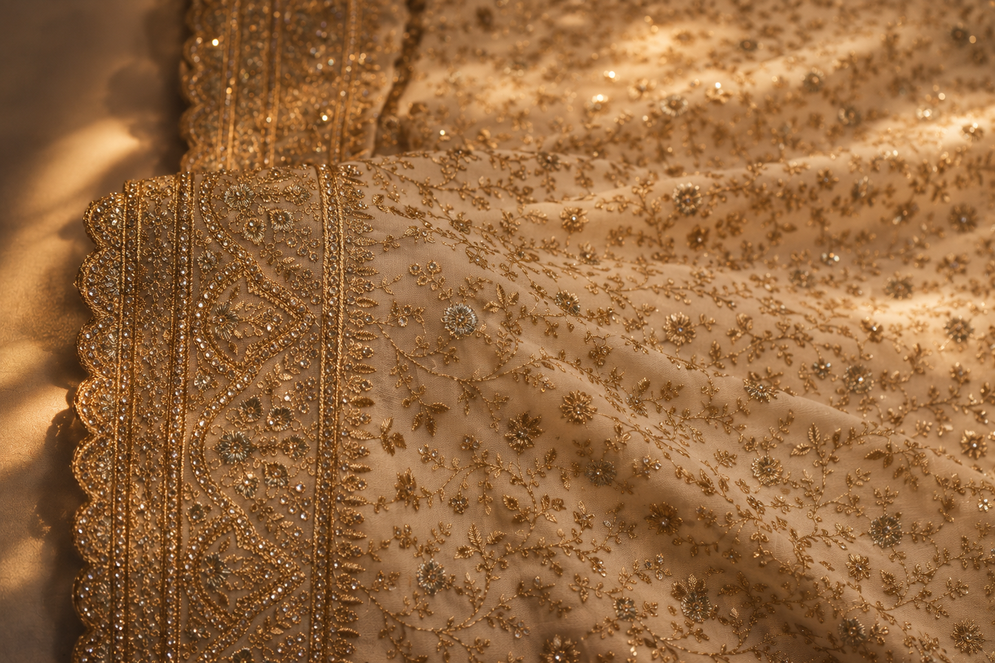 “The Ceramic White” Premium Designer Saree with Veil