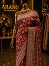 "The Maroon Splash" Premium Banarasi Silk Saree
