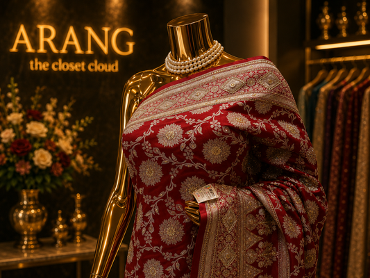 "The Maroon Splash" Premium Banarasi Silk Saree