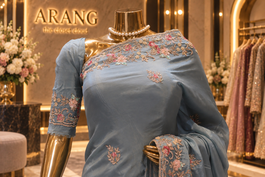 "The Dusty Blue" Premium Designer Saree