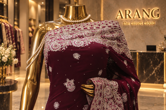"The Burgundy" Premium Georgette Designer Saree