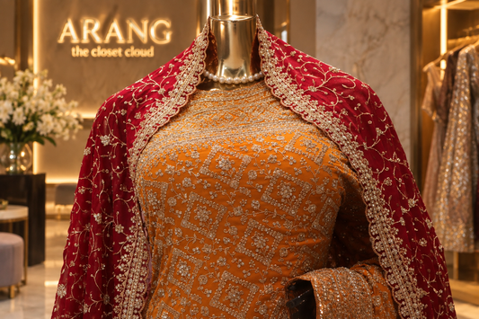 "The Brilliant Yellow" Premium Designer Saree with Veil