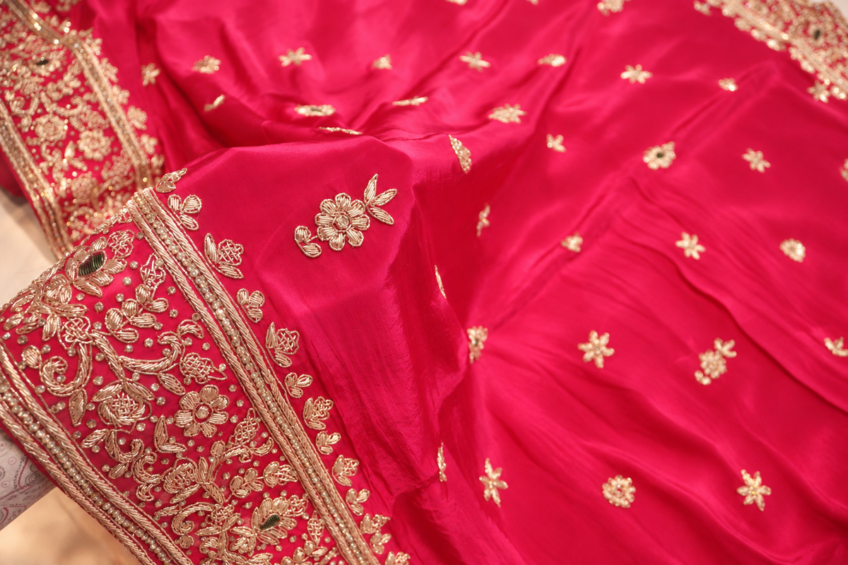 “The Fuchsia Pink" Premium Handcrafted Saree