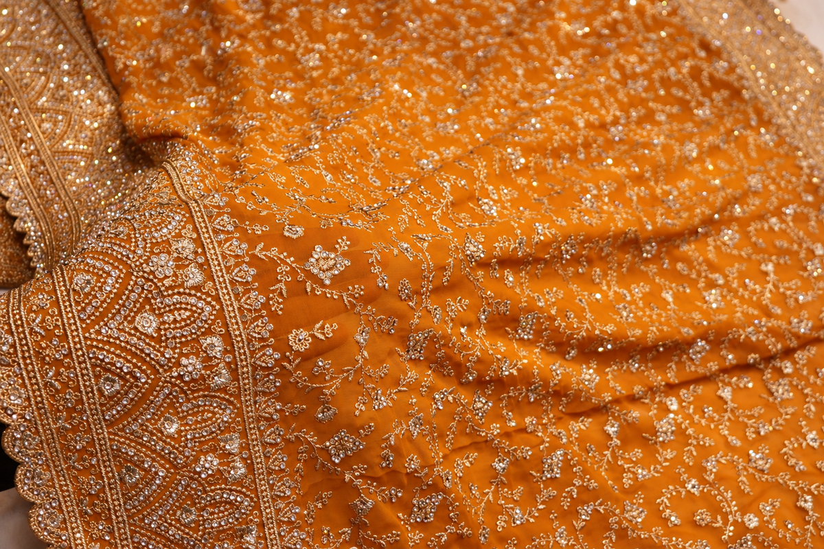 "The Royal Yellow" Premium Designer Saree with Veil