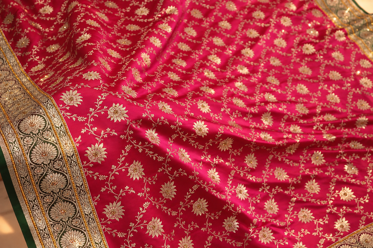 "The Luxury Royal Rani Pink" Premium Banarasi Silk Saree