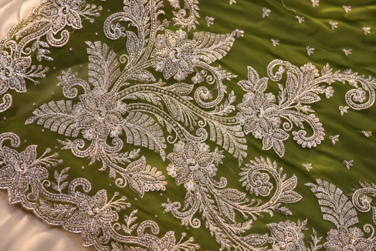 "The Elegant Olive Green" Premium Designer Saree