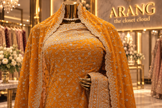 "The Royal Yellow" Premium Designer Saree With Veil