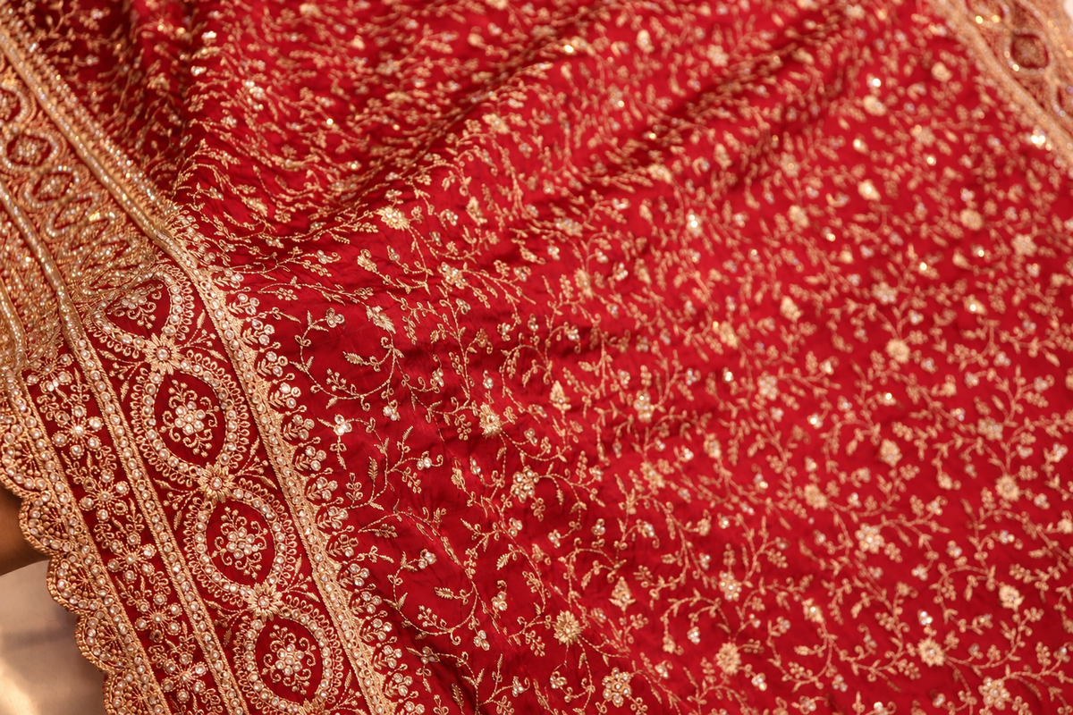 "The Luxury Raspberry Pink" Premium Wedding Wear Saree With Veil