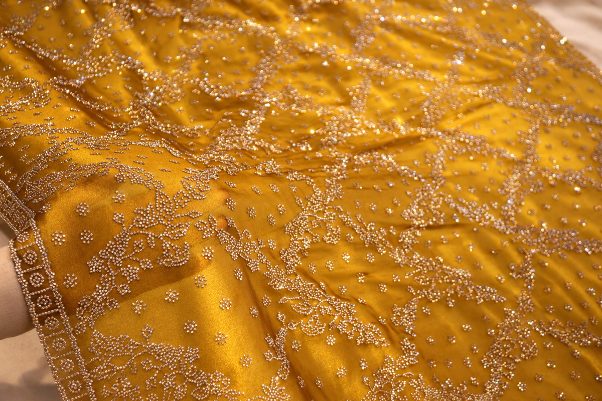 "The Brilliant Yellow" Premium Designer Saree with Veil