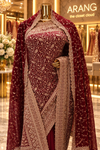 "The Luxury Deep Maroon" Premium Bridal Saree with Veil