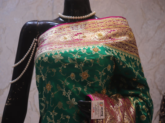 “The Persian Green Duet” Premium Banarasi Silk Saree