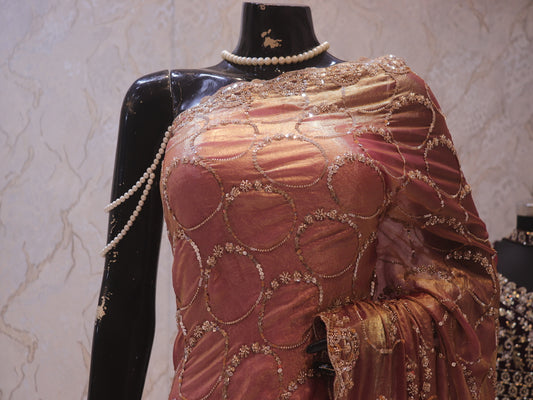 “The Golden Pink” Premium Designer Saree