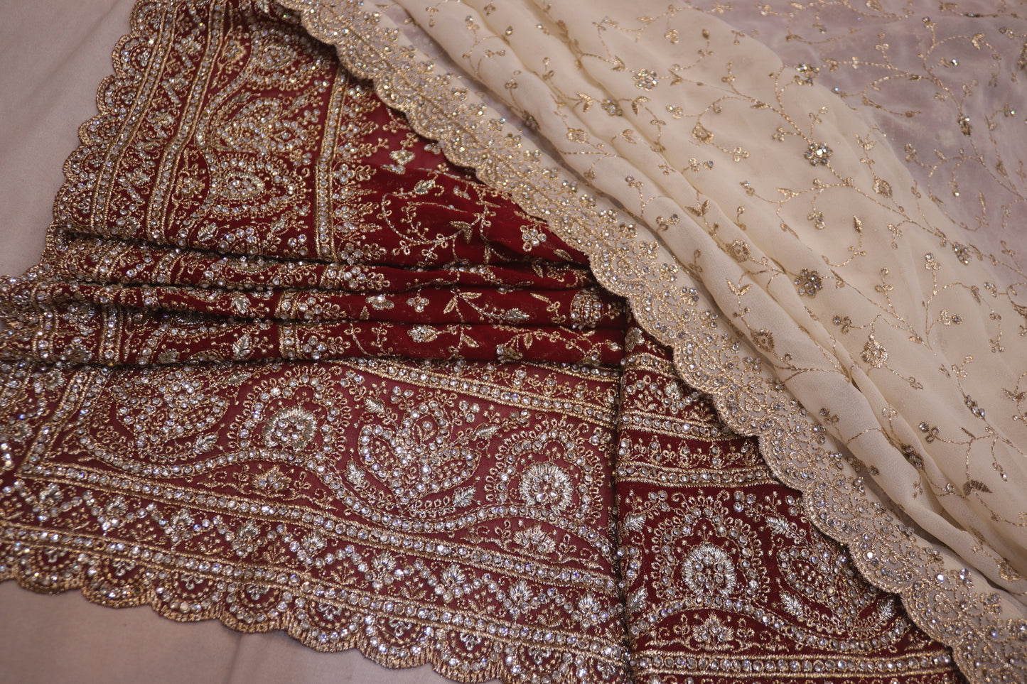 "The Royal Maroon" Bridal Saree with Veil