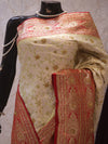 “The Floral White” Premium Bridal Banarasi Silk Saree